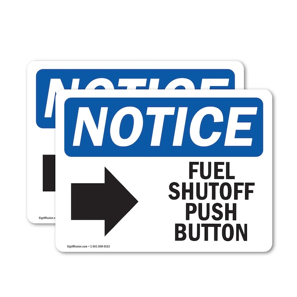 Signmission Fuel Shutoff Push Button (Right Arrow) Sign With Symbol, 7 in W x Rectangle, Vinyl Decal OS-2PACK-NS-D-57-L-12942 - main